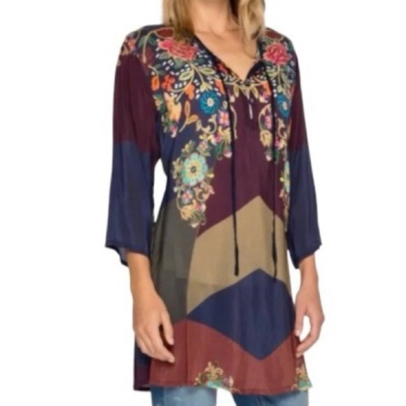 Johnny Was Tops - JOHNNY WAS Ludios Tie Front Tunic Top